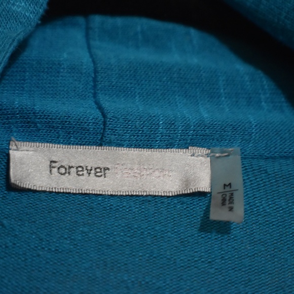 BRIGHT TURQUOISE OPEN FRONT CARDIGAN - Picture 3 of 3